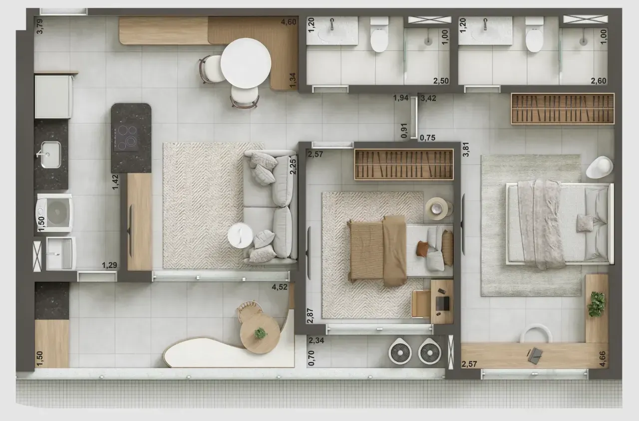 PLANTA 66m²