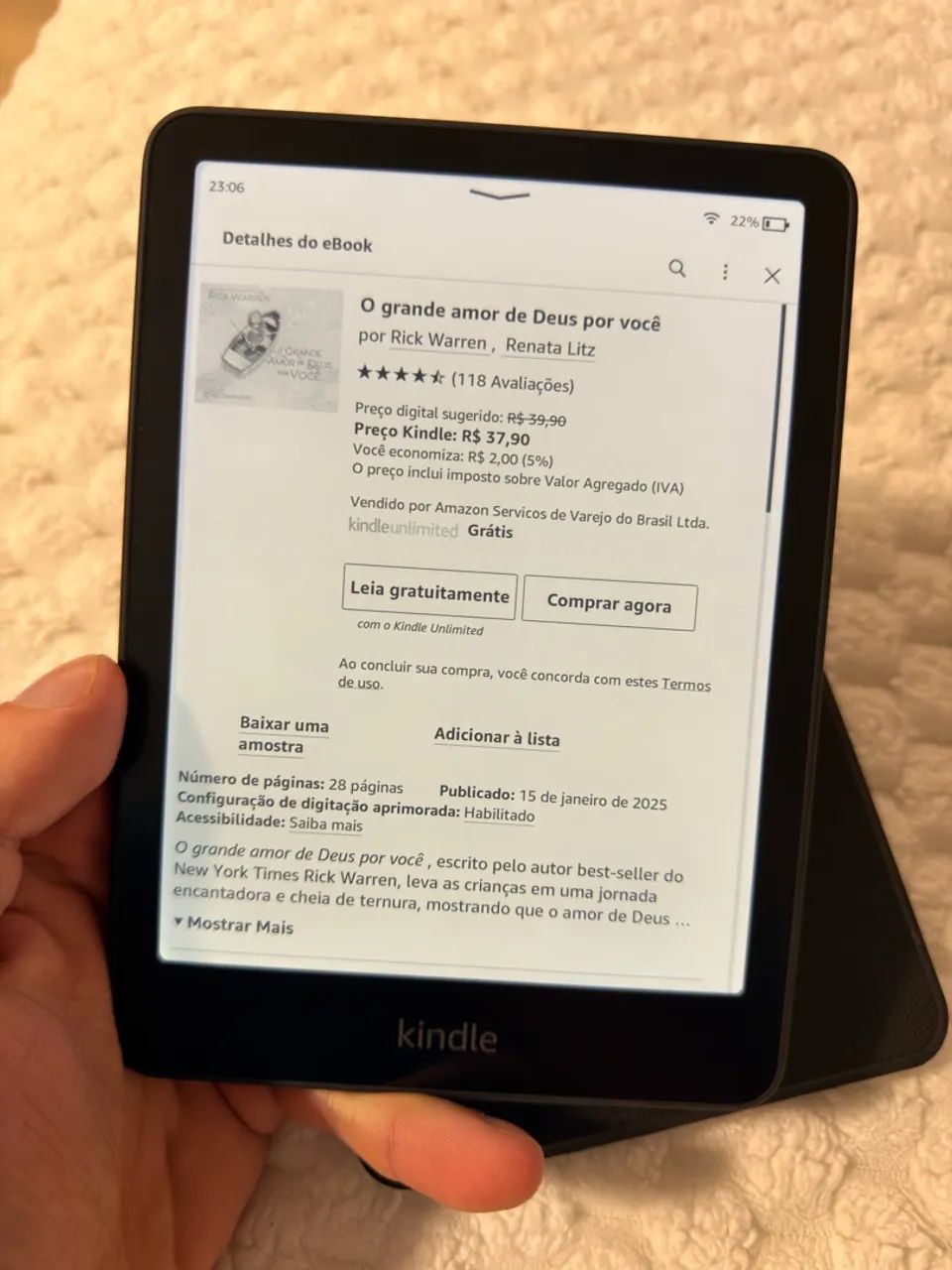 Kindle Paperwhite 12.ª Geração (Última Geração) + Capa - Foto 5