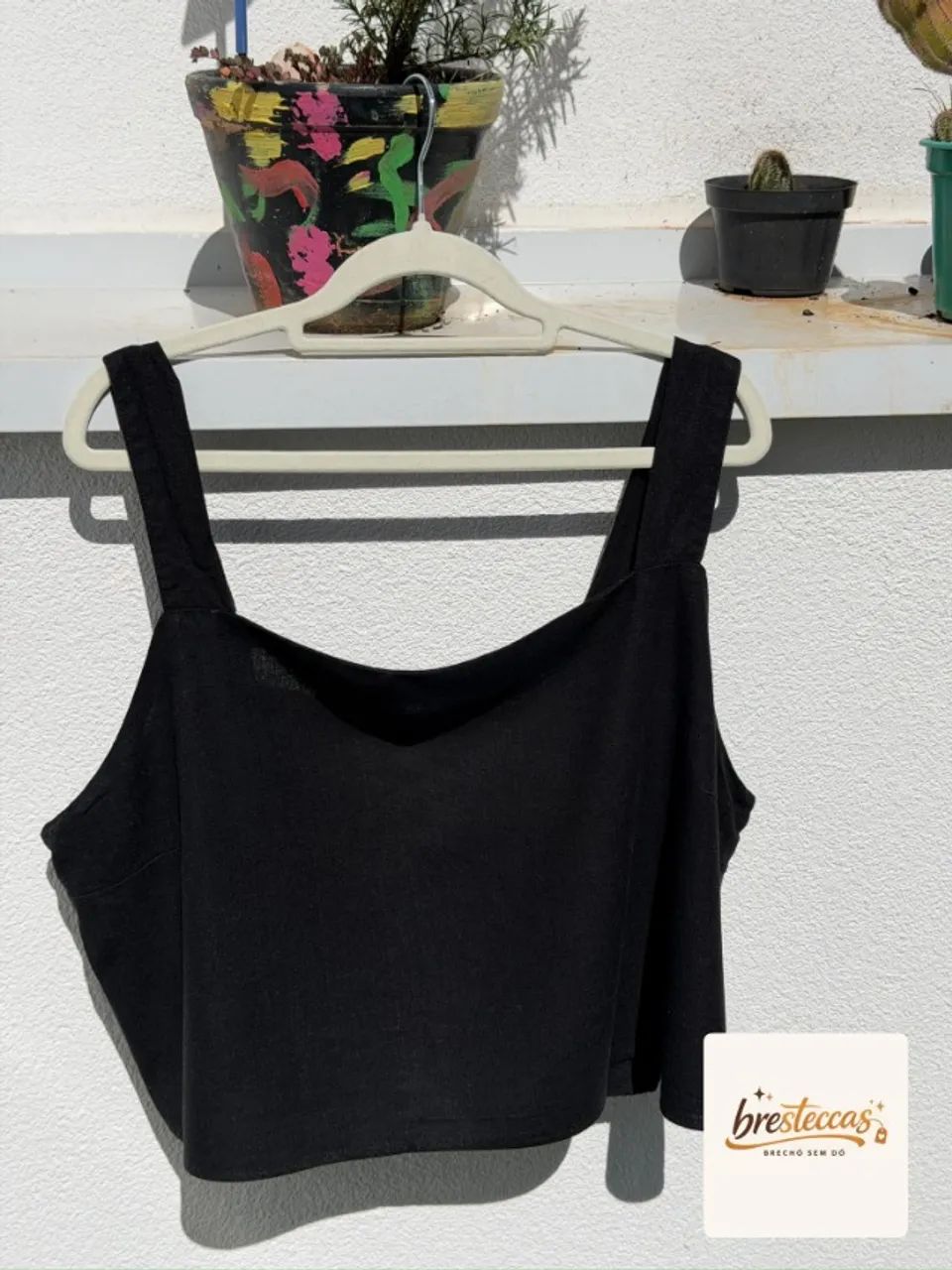 Regata Preta Básica Plus Size Filipa Tamanho 54