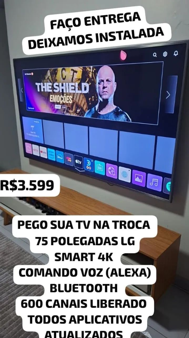 PEGO SUA TELEVISÃO NA TROCA, TV 75 POLEGADAS LG 4K COMANDO VOZ (ALEXA) BLUETOOTH 