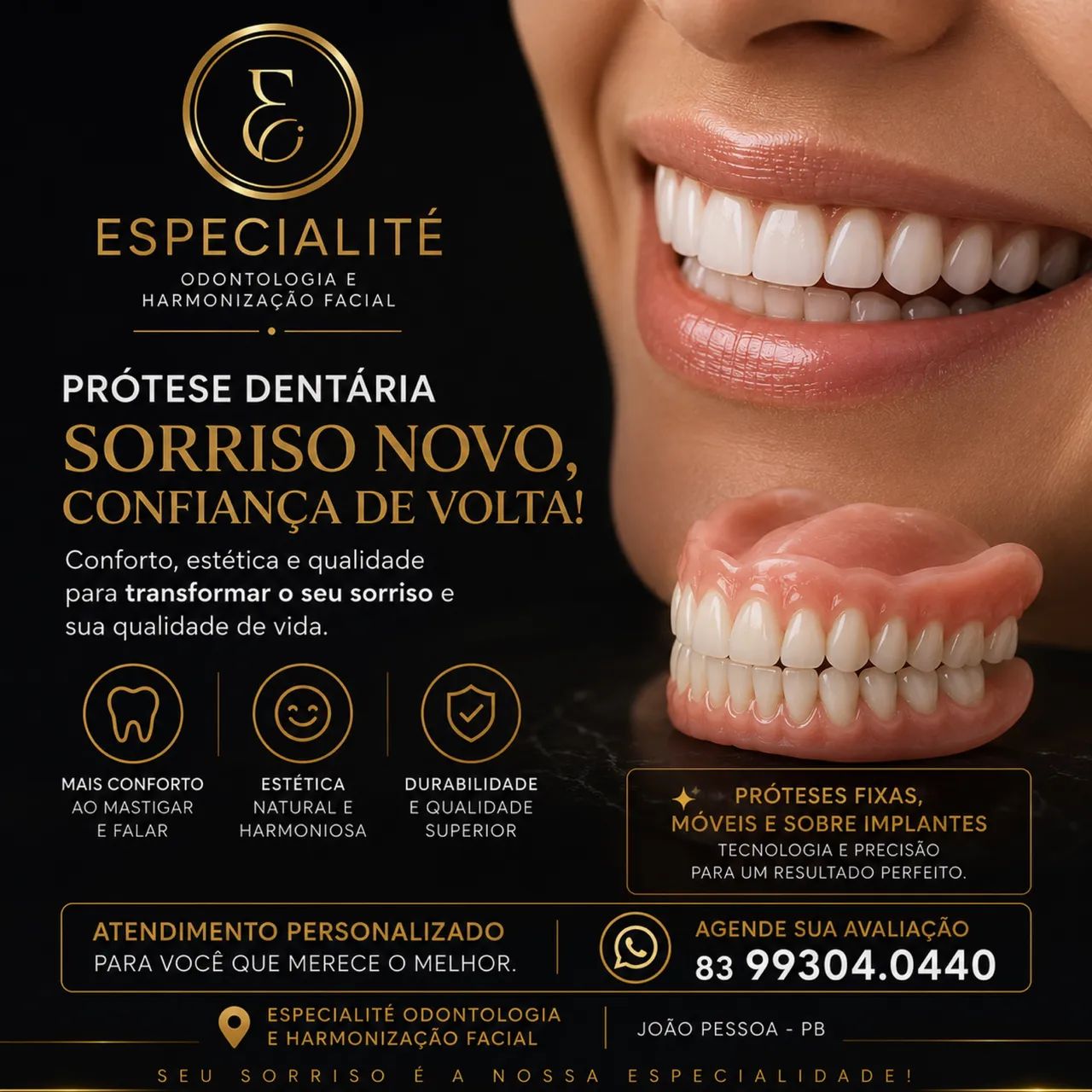 Prótese Dentária Premium | Volte a Sorrir com Segurança e Naturalidad