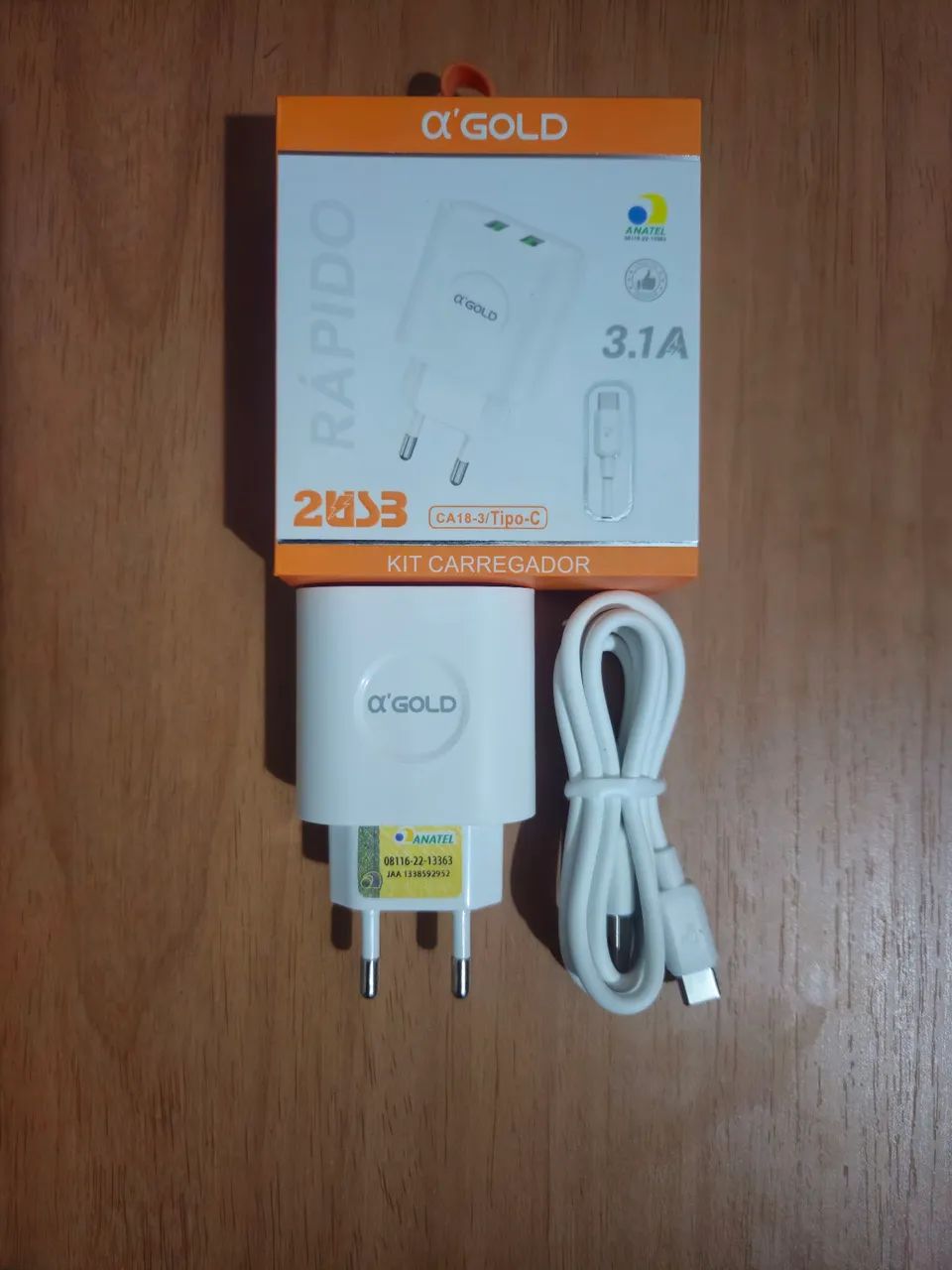 Kit carregador+ cabo USB C a gold - Foto 4