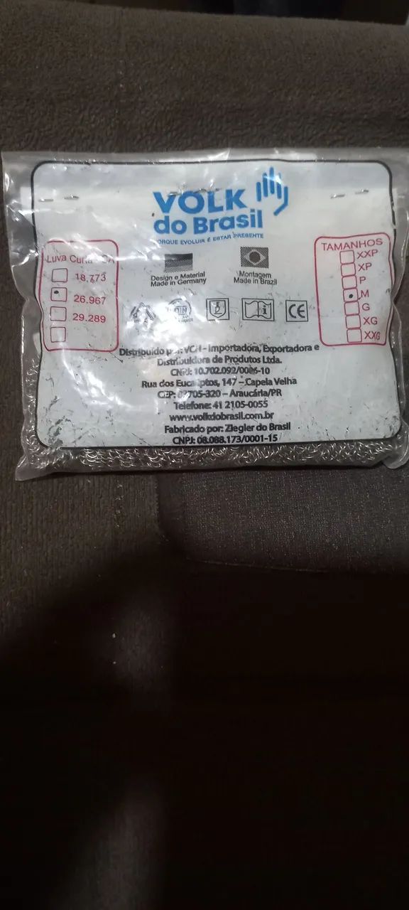Luva curta CA tamanho M