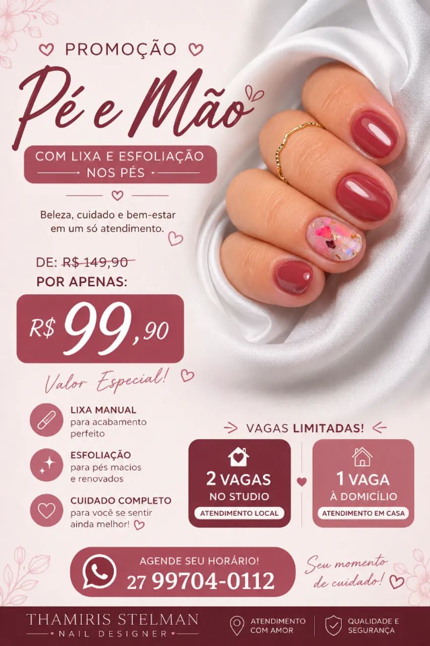 Pé e Mão + Lixa Manual + Esfoliação nos pés