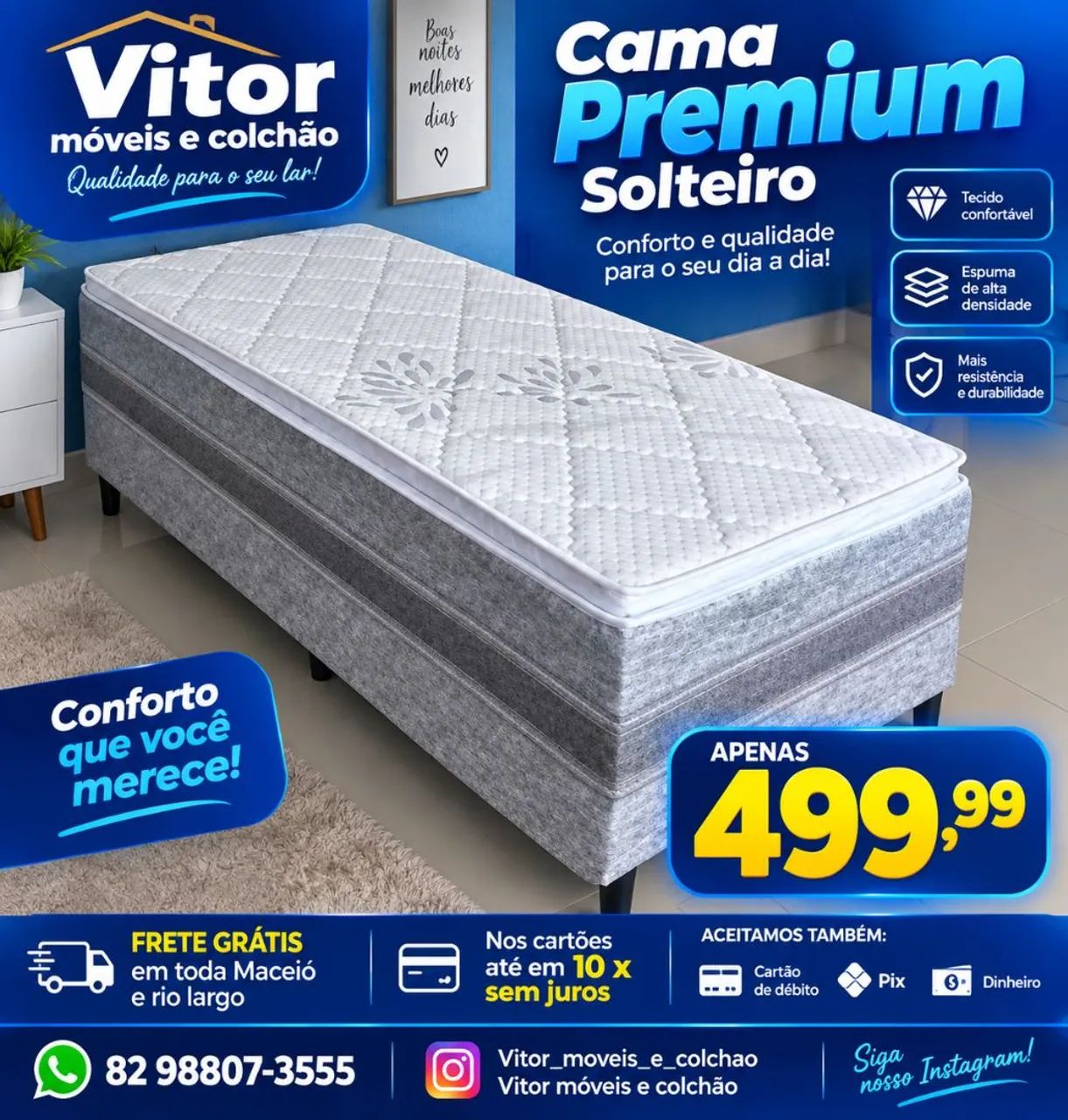 CAMA BOX SOLTEIRO PREMIUM BOM SONO 