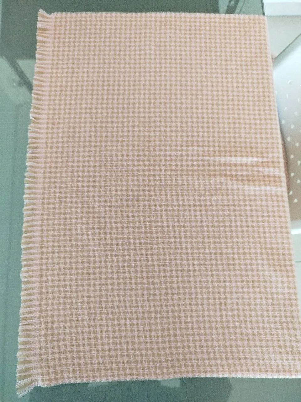 Cachecol Xadrez Nude com Rosa - Novo - Foto 3