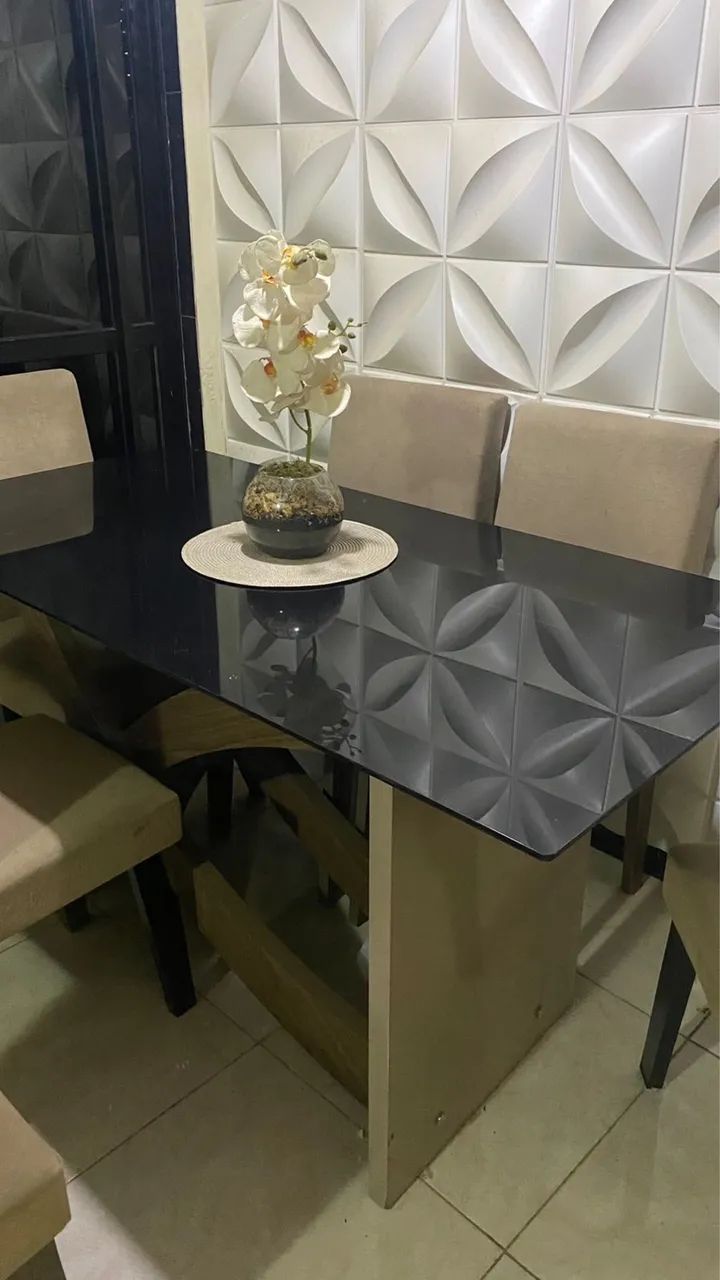 Mesa de de vidro 6 cadeiras  - Foto 4