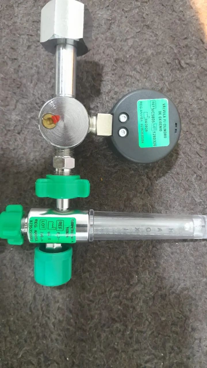 conjunto regulador de oxigênio medicinal com fluxômetro e umidificador - Foto 6