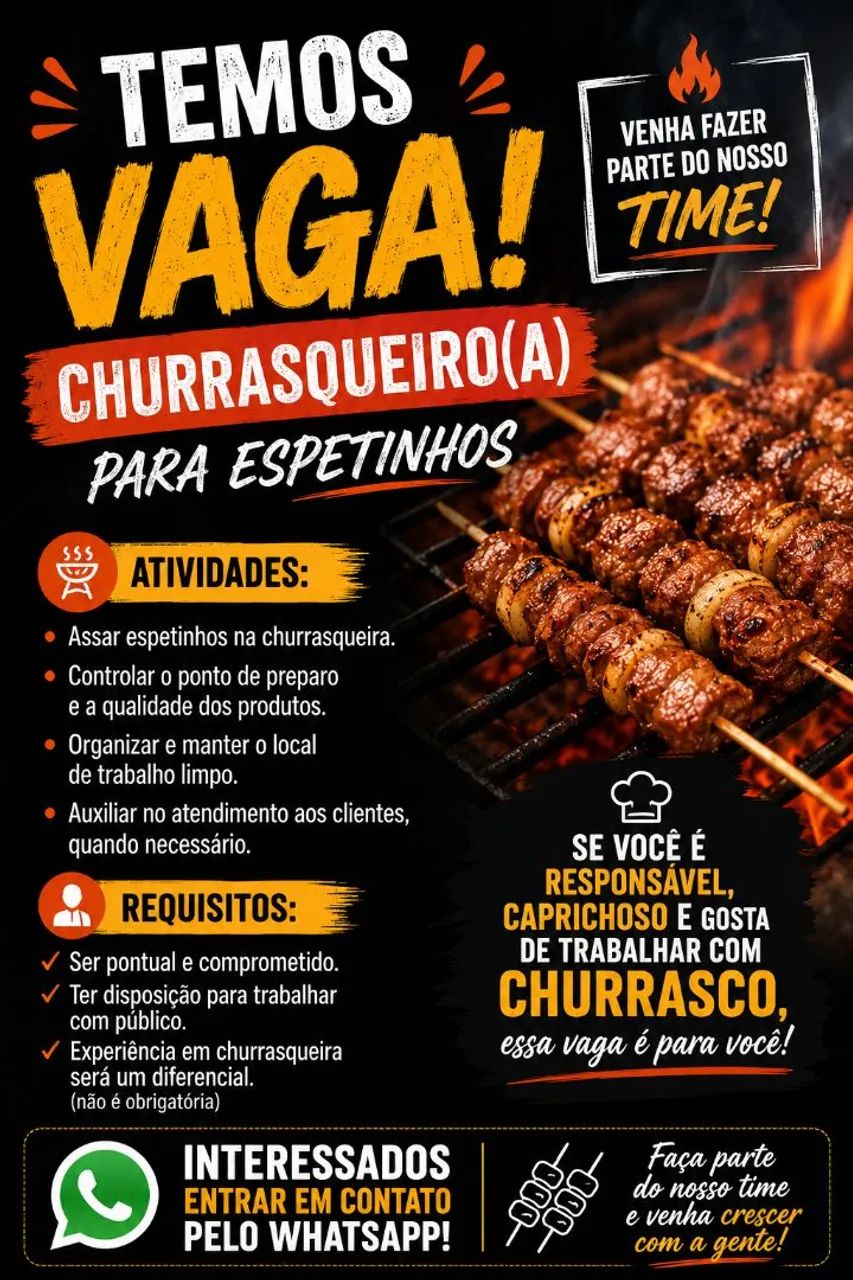 Vaga para assador de espetinho 
