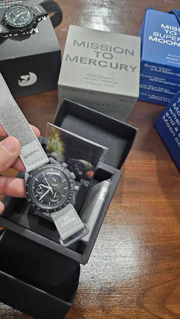 Relógio Omega x Swatch Moonswatch Mercury - Completo com caixa