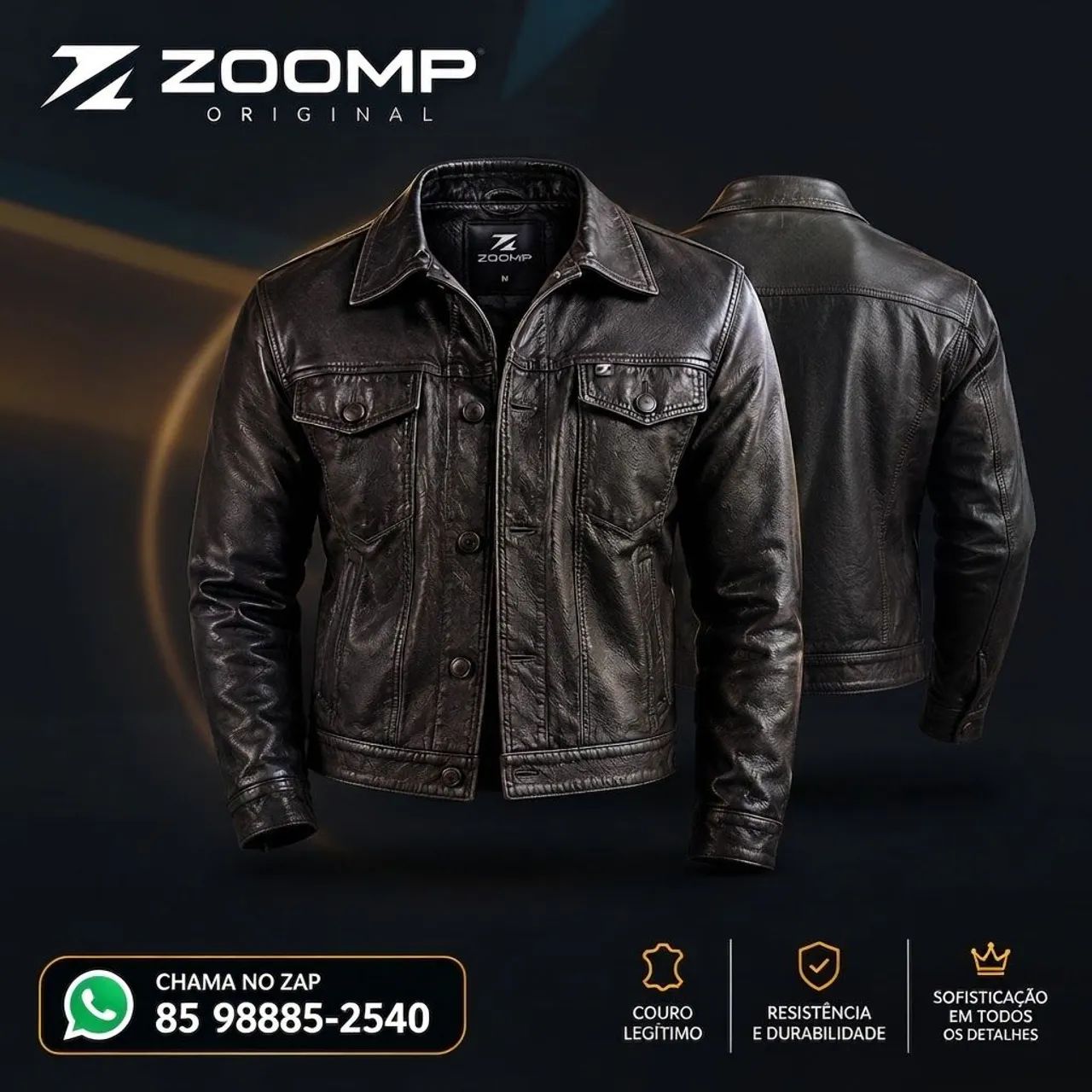 Jaqueta de couro zoomp tamanho M 