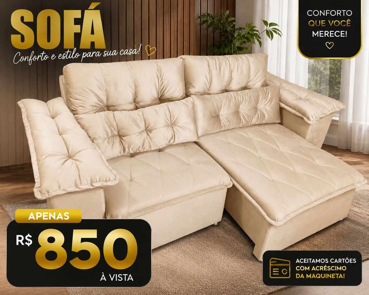 Sofá retrátil duplo corte novo direto de fábrica. - Foto 3
