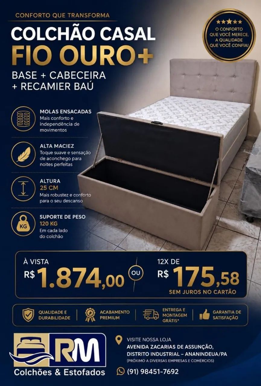 Cama Casal Fio Ouro (Completa) - Foto 2