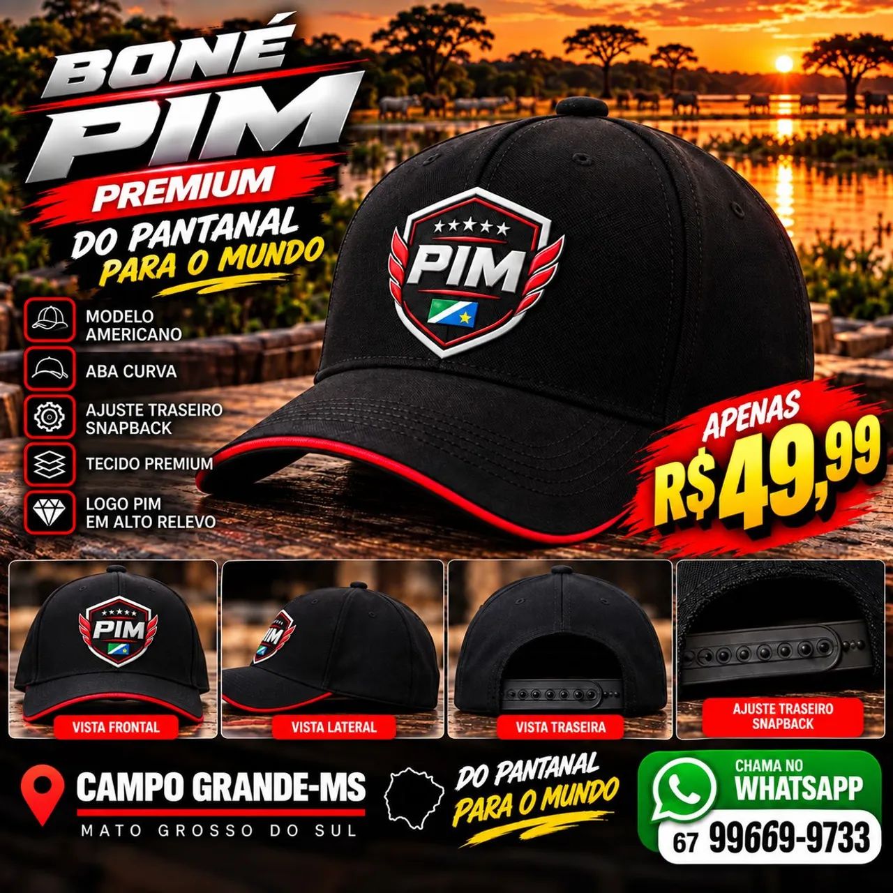 Boné PIM Premium - Nova Marca de Mato Grosso do Sul - Foto 2