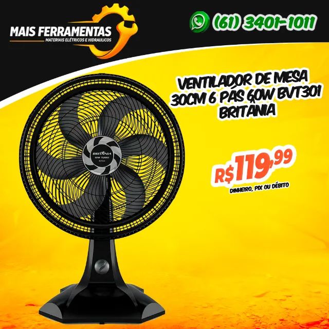 Ventilador De Mesa 30cm 6 Pás 60w Bvt301 Britânia