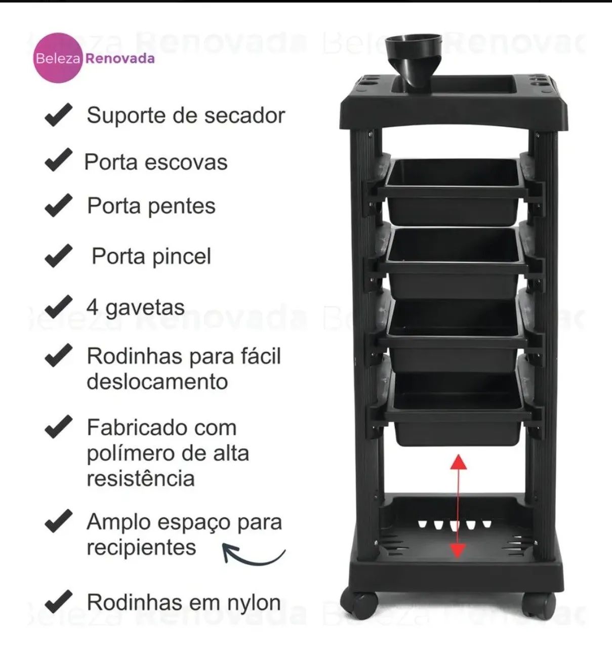 Carrinho Auxiliar Multiuso com Rodinhas  - Foto 2