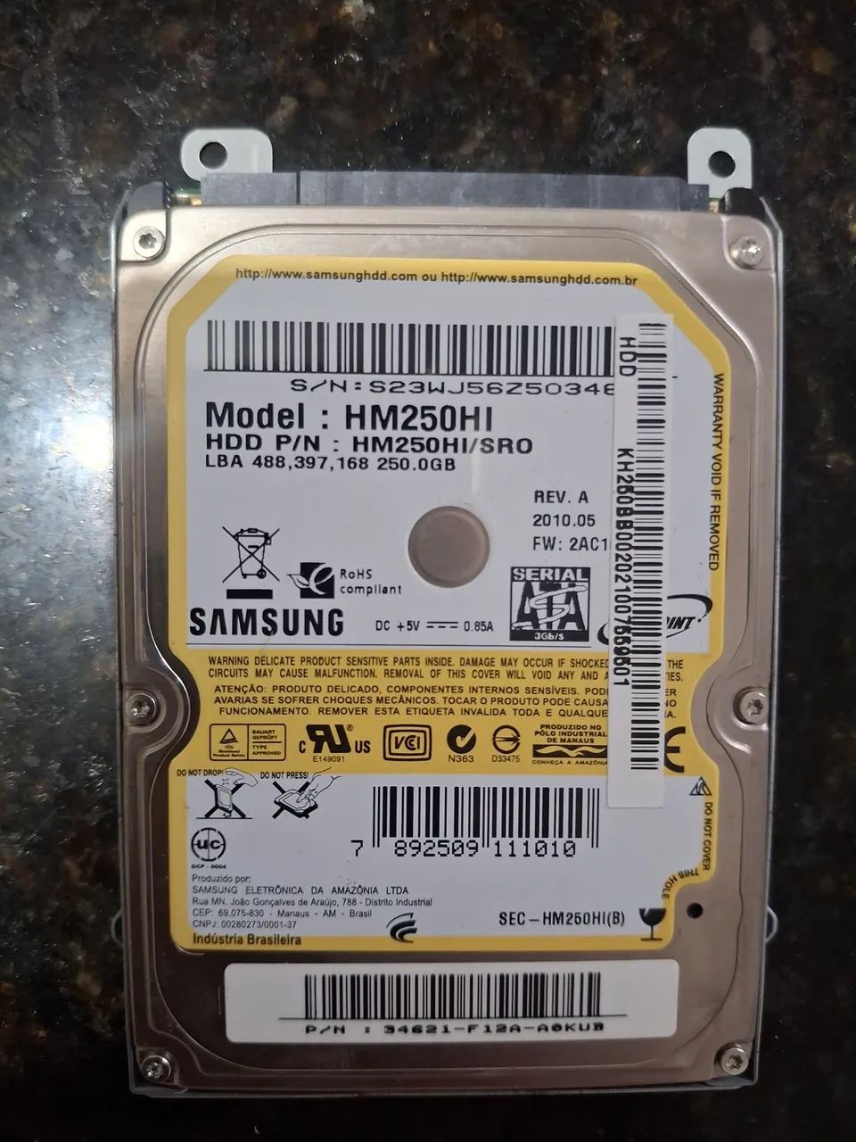 HD notebook 250 gigas