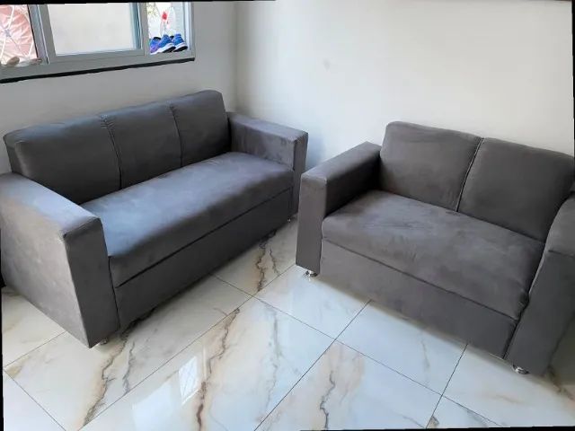Sofá 2 e tres lugares Suede macio D33 Duravel Confortável Promoção - Foto 3