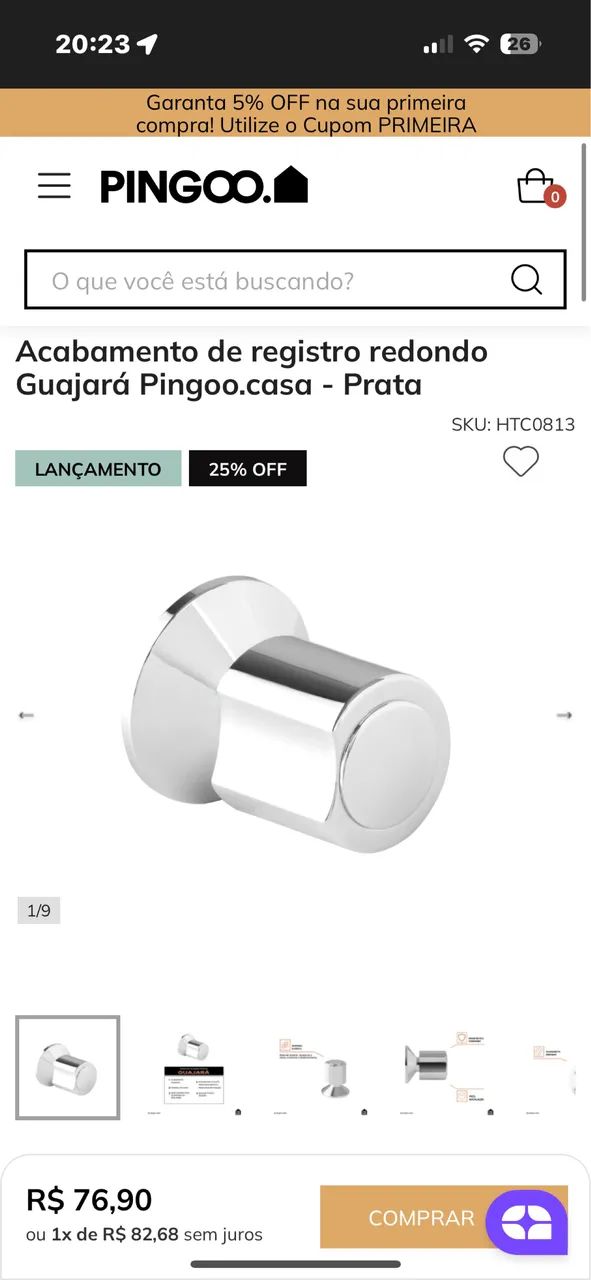 Acabamento de Registro Pingoo Preto