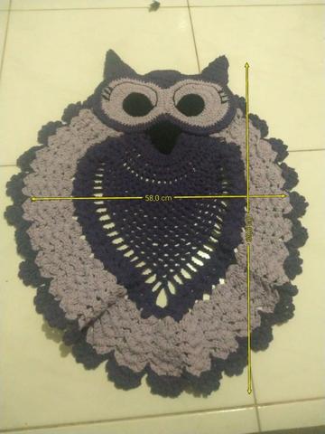 Tapete para banheiro Coruja em crochê kit 3 peças - Foto 3