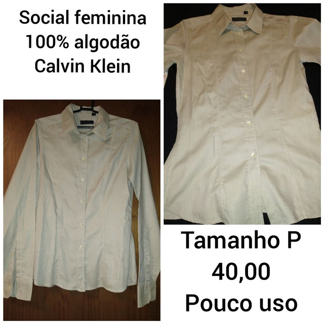 camisa social calvin klein feminina