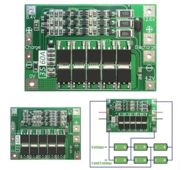 Bms 3s 60a 12.6v Com Balanceamento  Arduino Automação COD-AM416