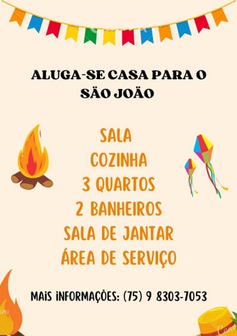 Aluga-se casa para São João 