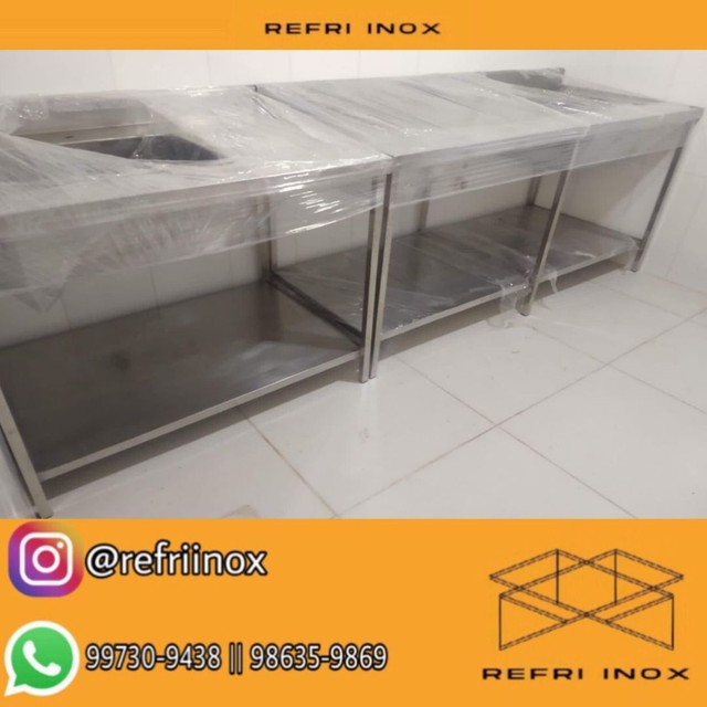Pia inox balcão de inox coifa de inox  - Foto 3
