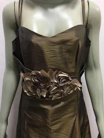 Vestido Alfaiataria Longo Ouro Velho Tamanho P Impecável - Foto 2