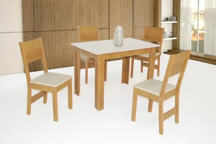 MESA RETANGULAR 4 CAD MILENA BEGE FREIJO /OFF - Foto 2