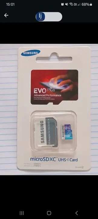 Cartão de memoria Samsung EVO Plus 1024 GB  = 1 TB microSDXC UHS-I paralelo.