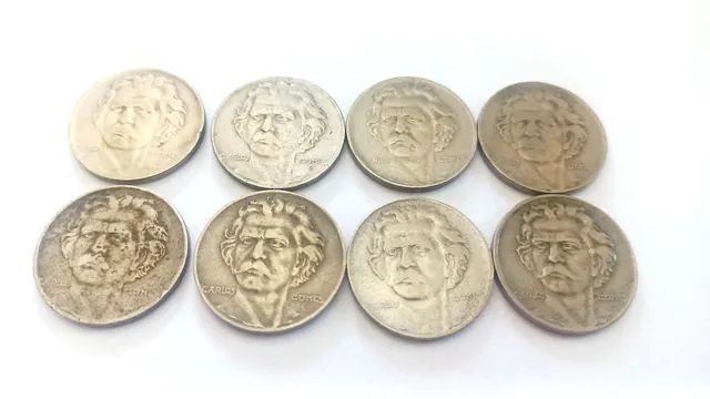 Lote de 8 moedas de 300 réis de níquel série personalidades ilustres Carlos Gomes - Foto 2