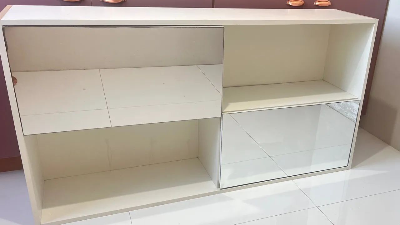 Armário suspenso espelhado mdf branco