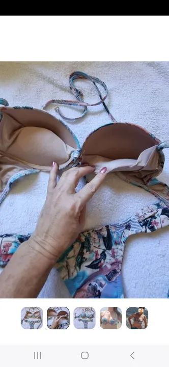 Biquíni Lua Morena P estampado azul e branco - Foto 4