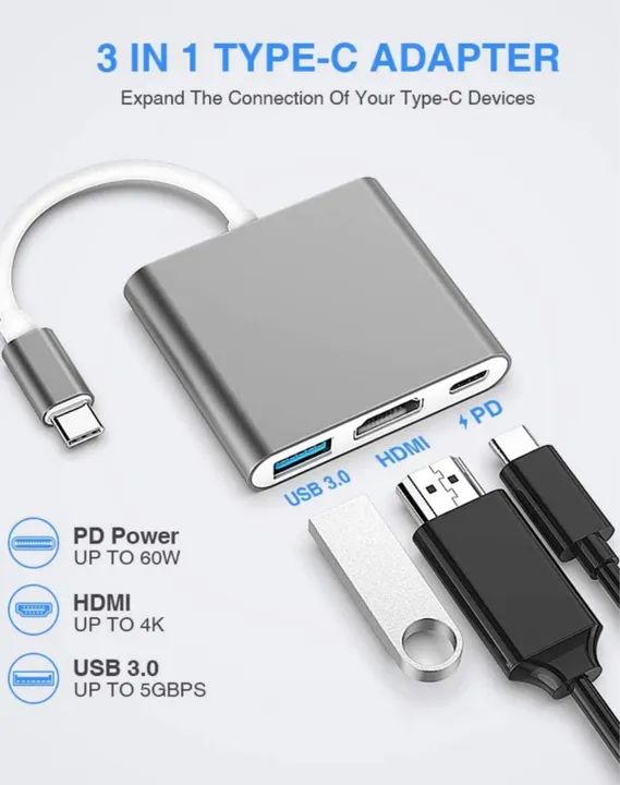 Adaptador Battony USB C p/ HD saída 4K, USB C, carregamento rápido e compatibilidade Apple - Foto 4