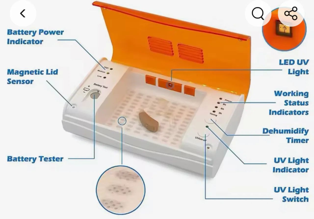 Secador elétrico de aparelhos auditivos, desumidificador - Foto 3