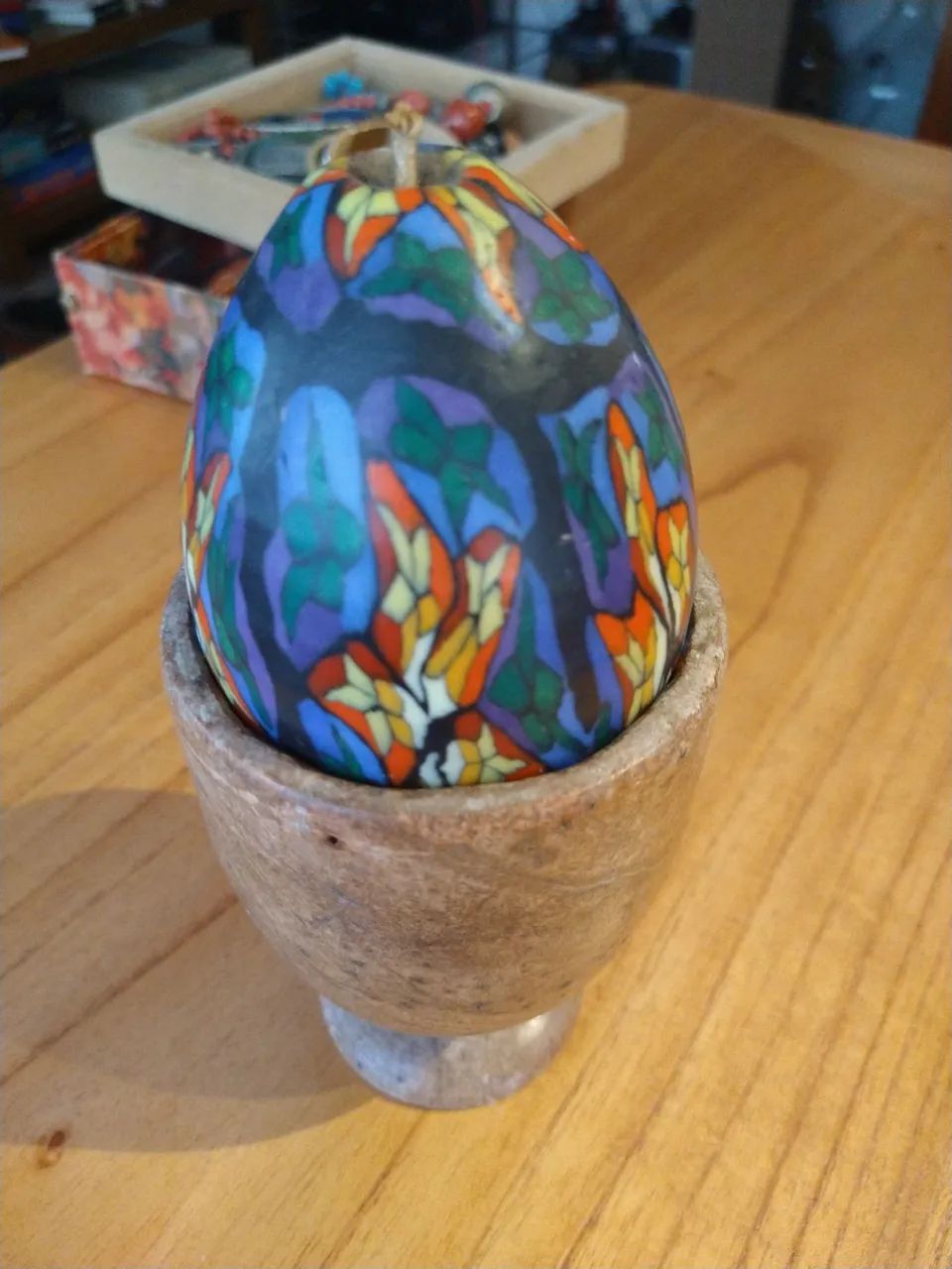 Vaso Decorativo em Pedra (com vela em formato oval)