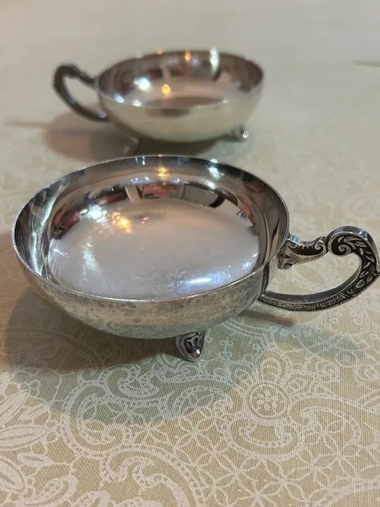 Jogo taças sobremesa prata com colher - Foto 3