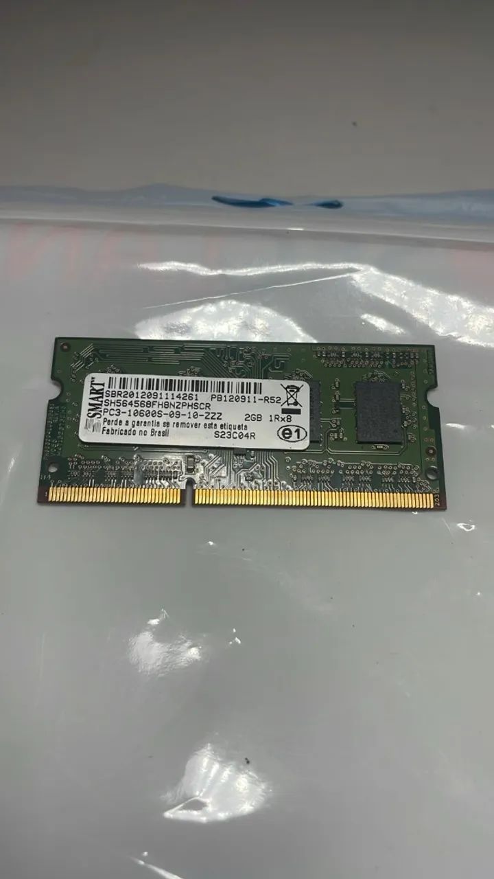 Memória RAM de Notebook 2GB - DDR3 Marca: SMART Velocidade: 1333MHz
