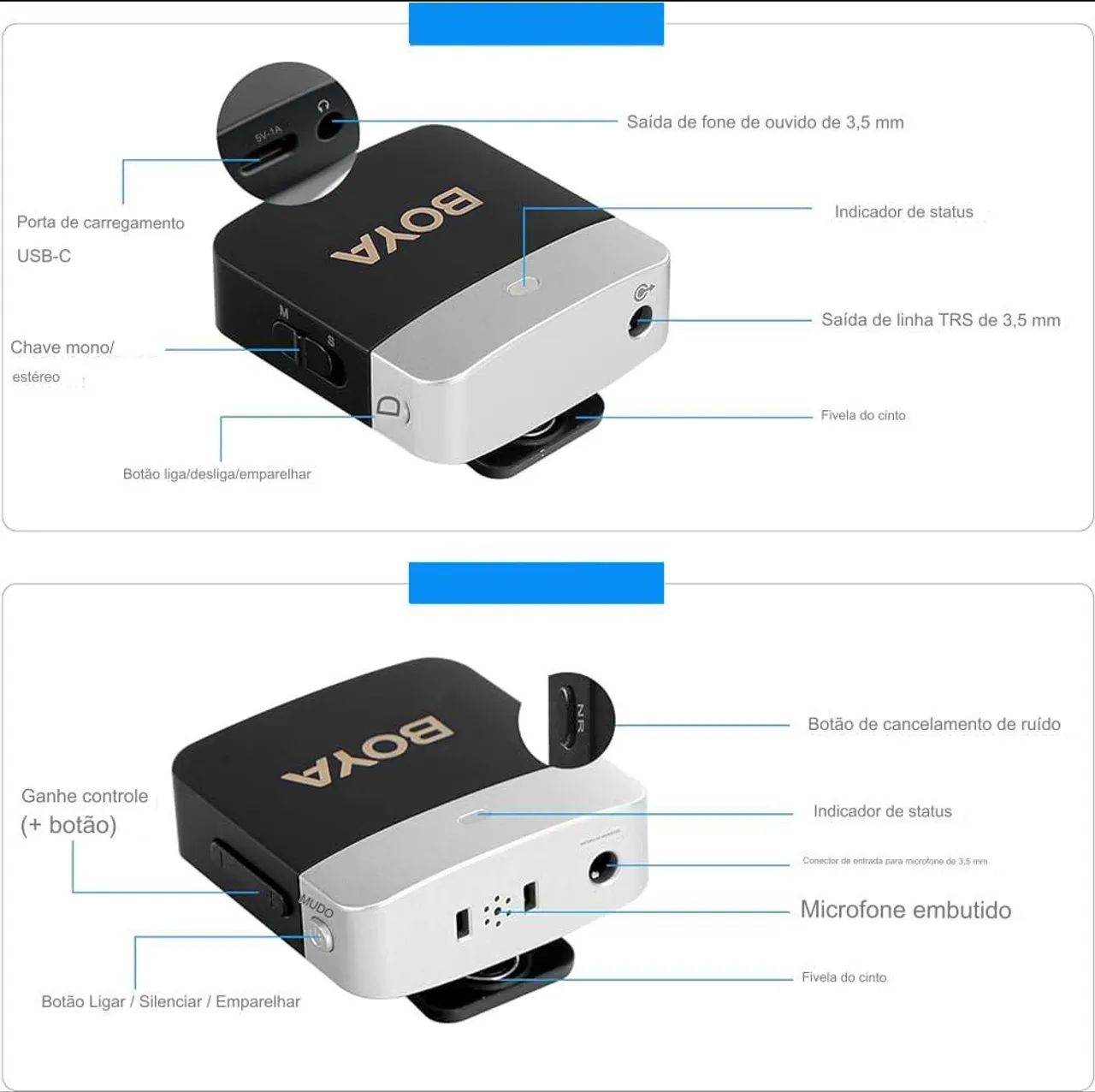 Microfone de Lapela Boya64220031433219122