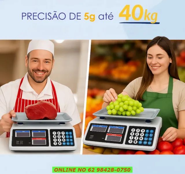 Balança Comercial Digital Eletrônica 40kg Precisão Mercado Industria Bivolt Cozinha 