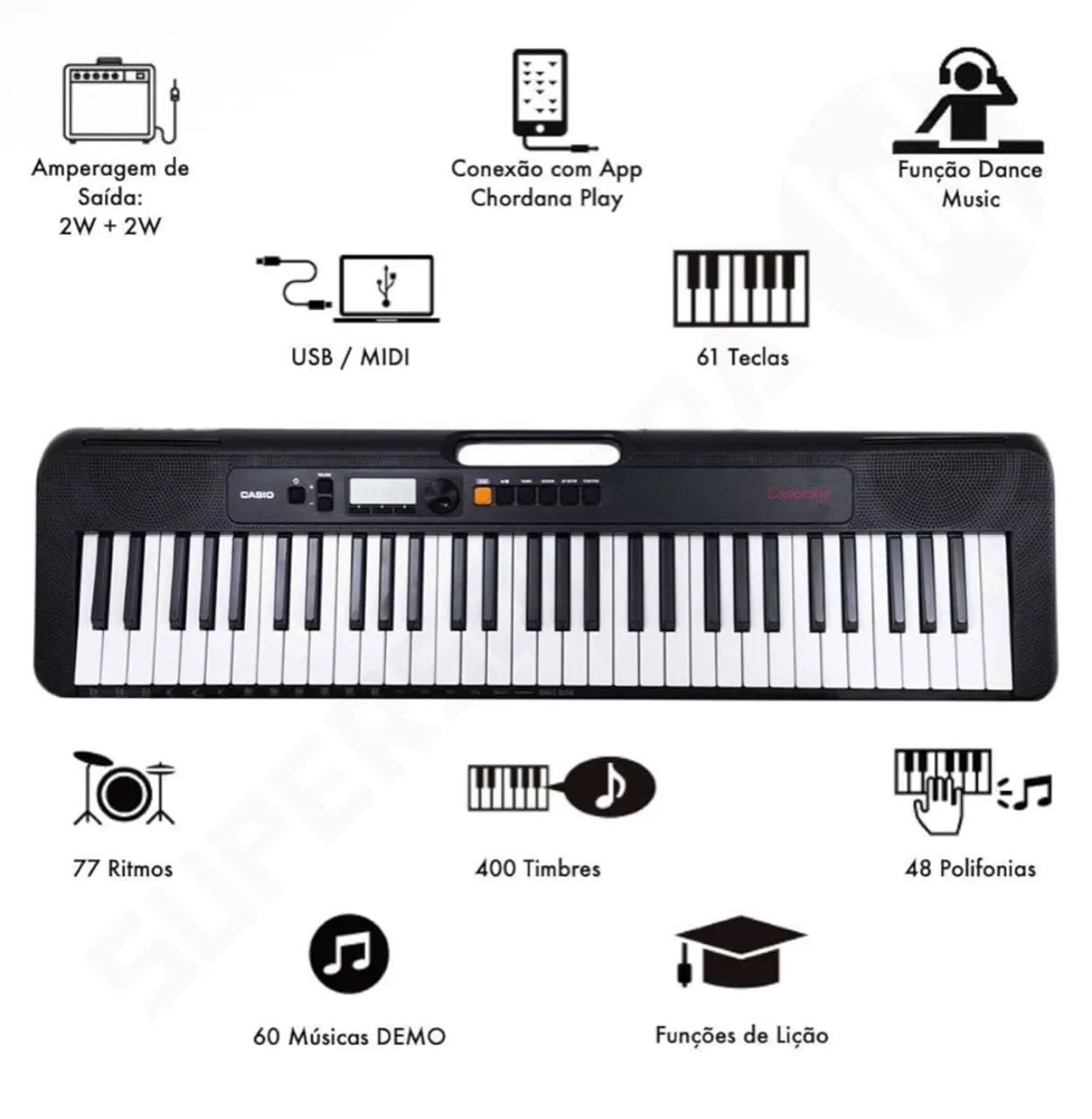 Teclado Musical Casio CT-S195 61 teclas + BASE - Foto 3