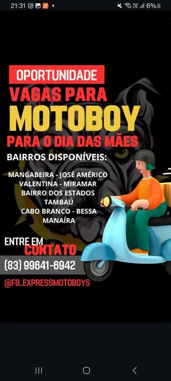 vagas de motoboys
