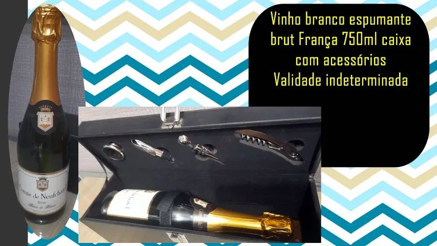 Vinho branco espumante brut França 750ml caixa com acessórios