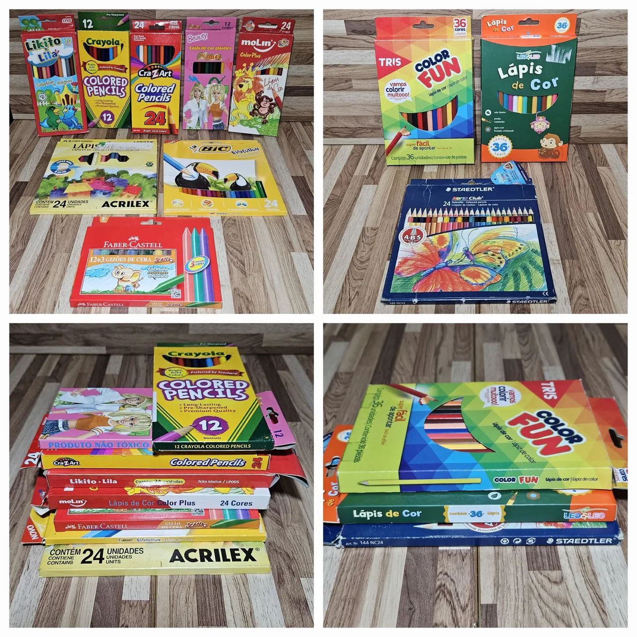 Kit Colorir e Desenhar 240 Lápis 15 Gizões 