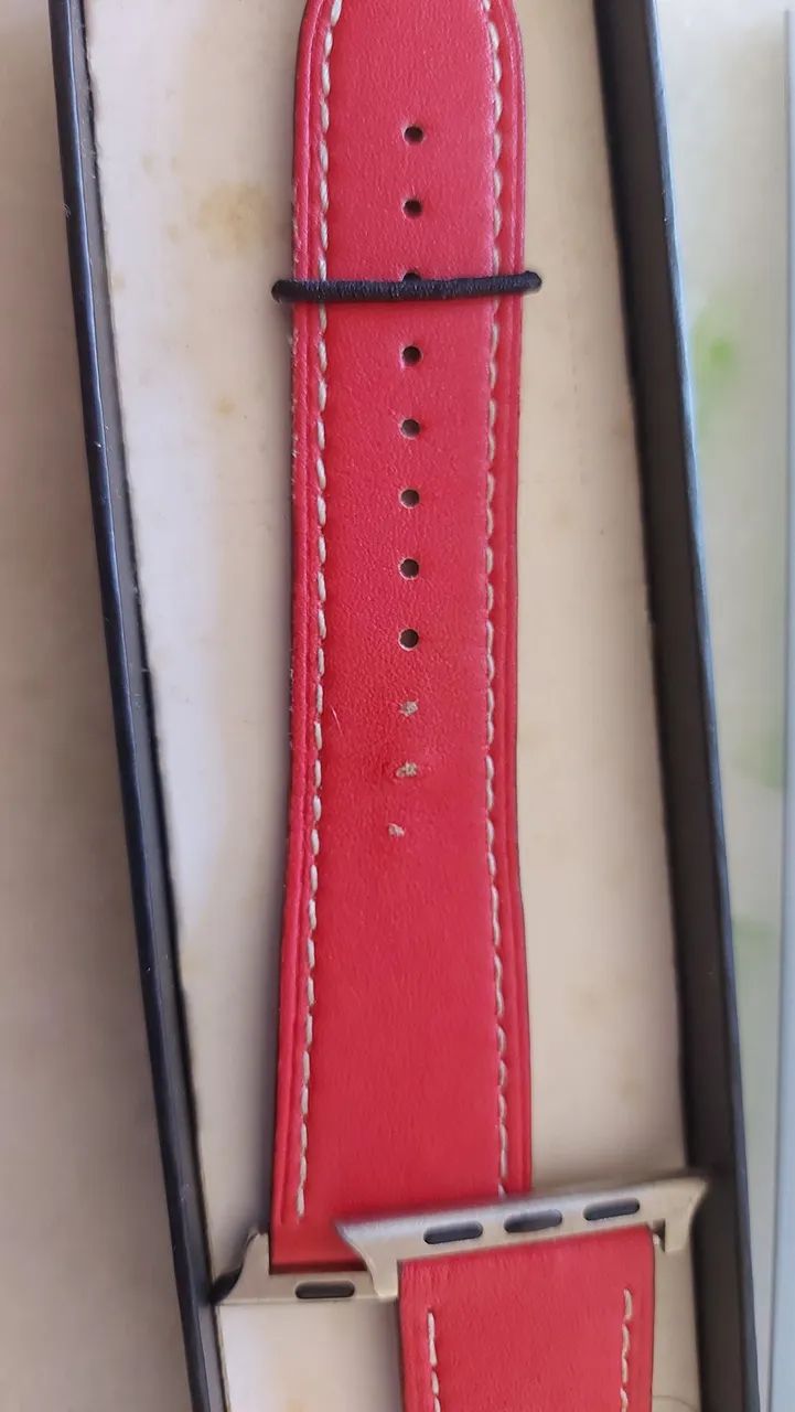 Pulseira de relógio Apple Watch 42mm Vermelha de Couro - Foto 3