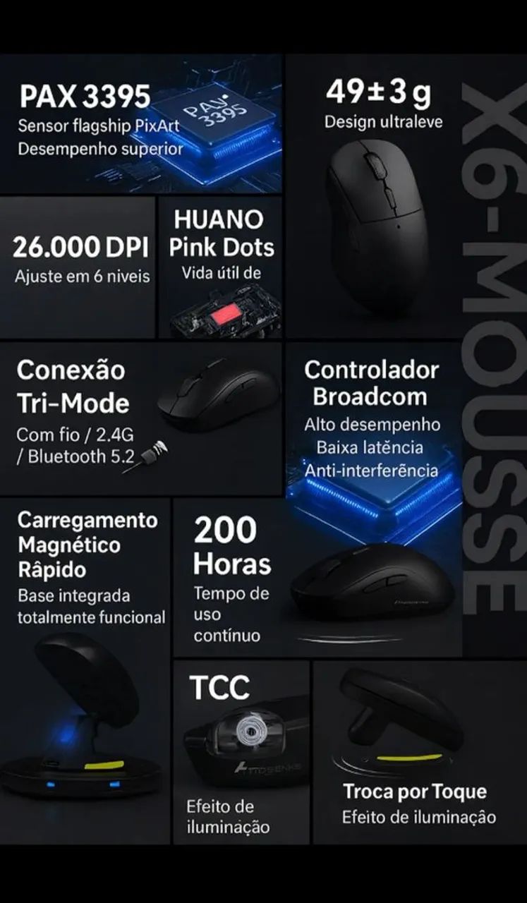Mouse Attack Shark x11 Preto Lacrado - Foto 2