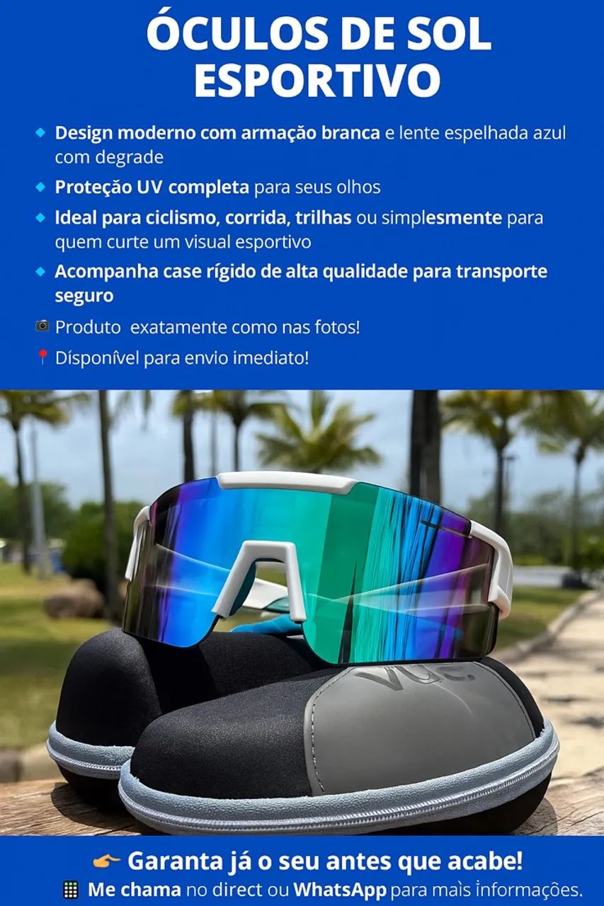 Óculos de Sol Esportivo - Proteção UV e Case Rígido