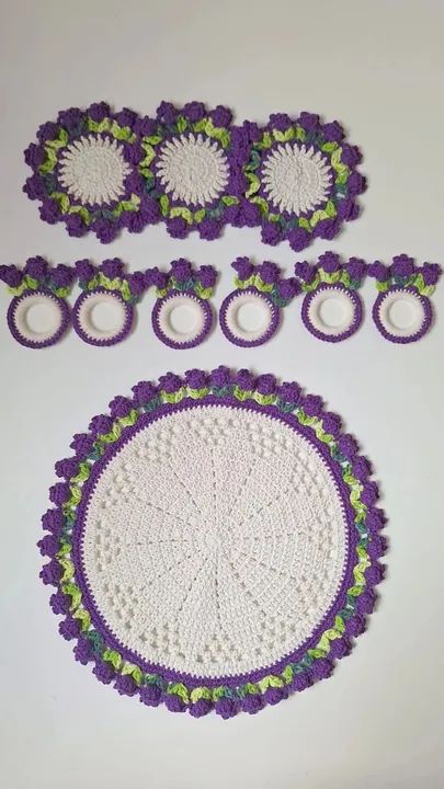 Kit Jogo Americano de Crochê  4 Lugares completo - Foto 5