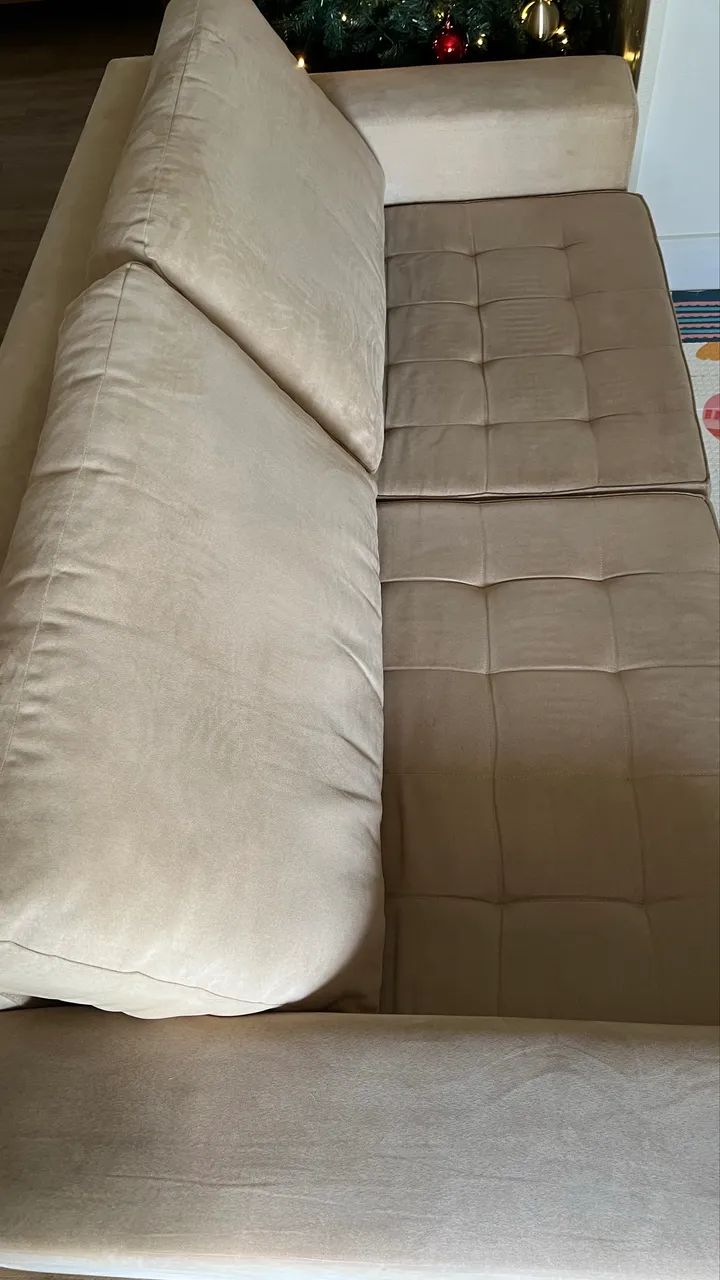 Sofá retrátil bege 